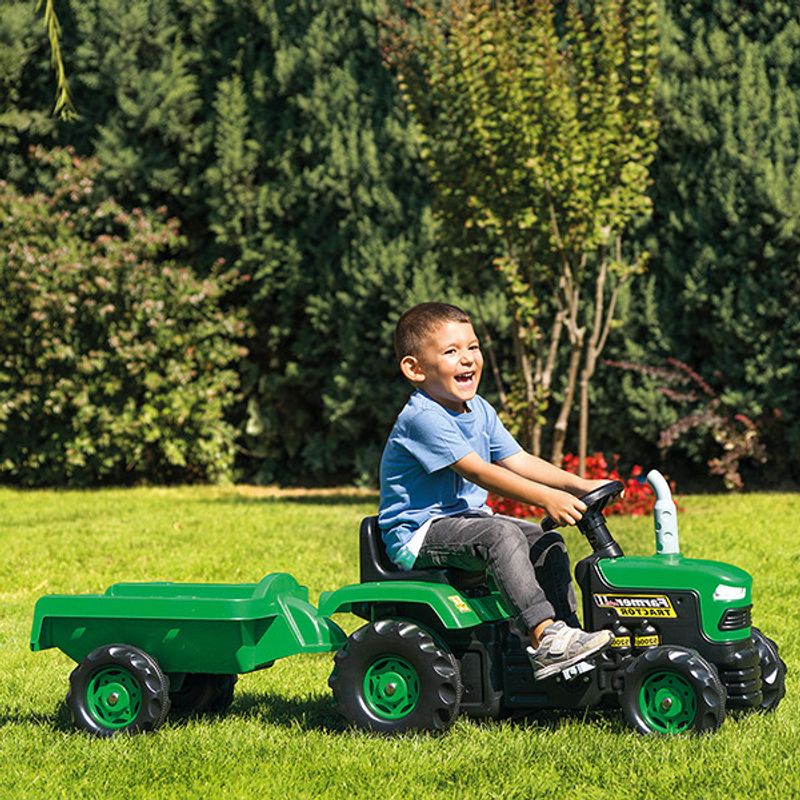 Tråtraktor med Henger til Barn (143 cm) – Grønn Pedaltraktor fra Maku / Toys
