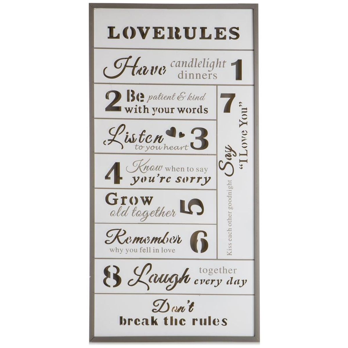 Bilde med Led-Lys - Love Rules - 79,5cm høyde med Led-Lys