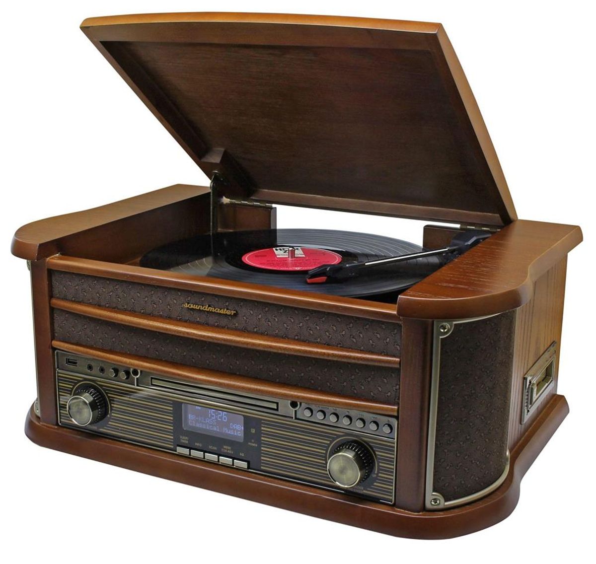 Soundmaster Retro Stereo m/ Platespiller, DAB+, CD og Kassettspiller - Soundmaster NR565DAB