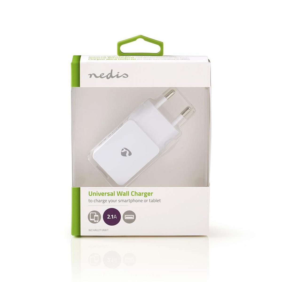 Vegglader - Universal - 2,4 A - 1-utgang - USB-A - Hvit