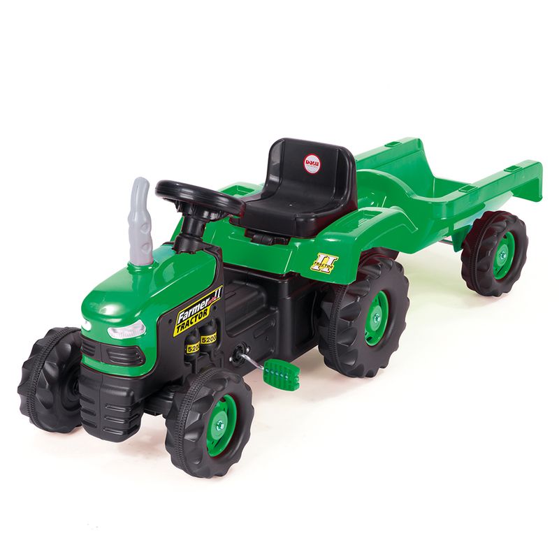 Tråtraktor med Henger til Barn (143 cm) – Grønn Pedaltraktor fra Maku / Toys