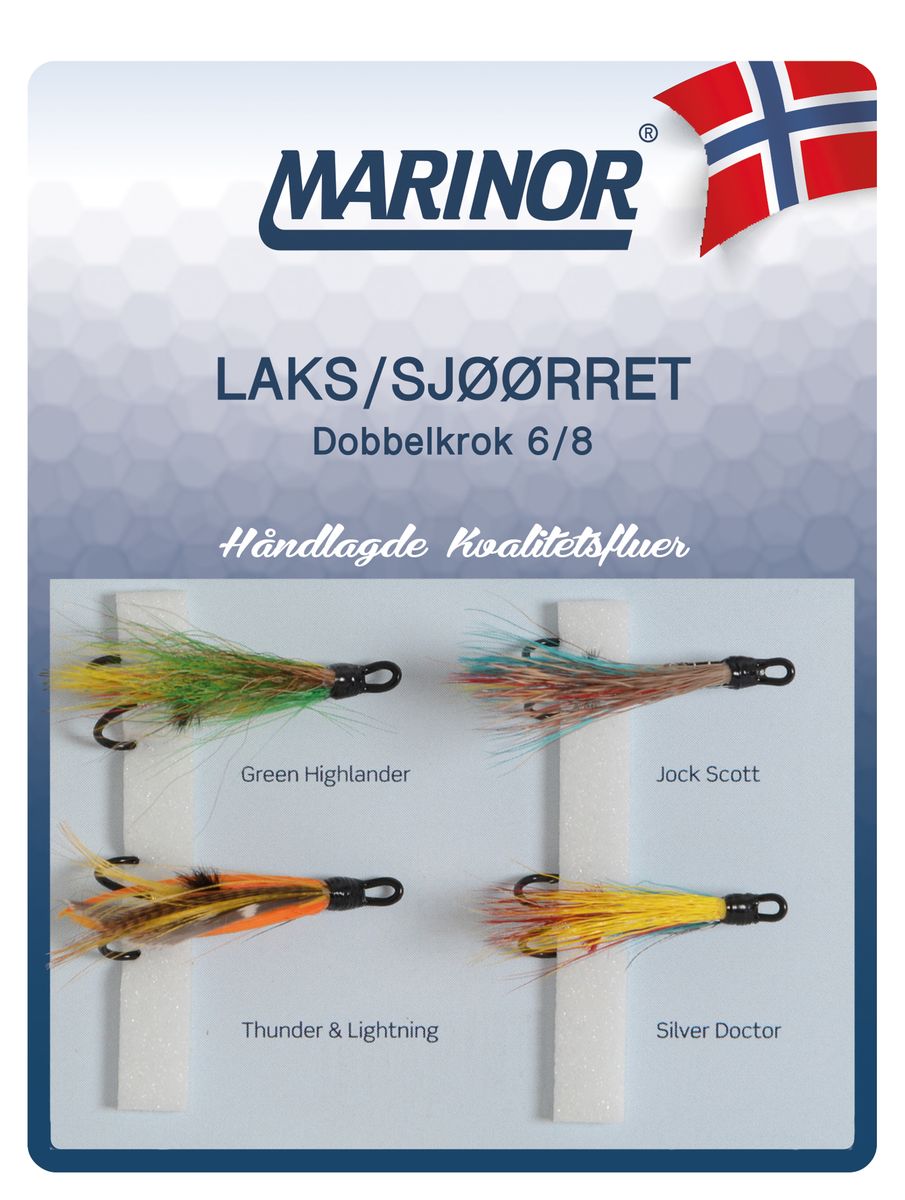 Fluesett - Laks/Sjøørret - Dobbelkrok 6/8 - 4-pk