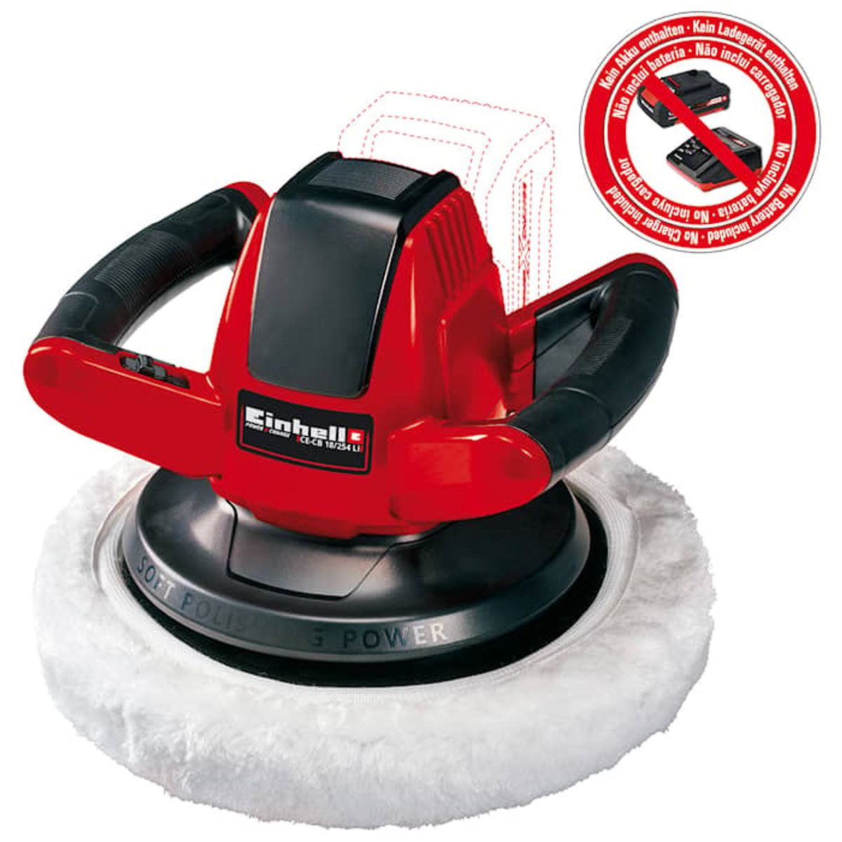 Poleringsmaskin Einhell CE-CB 18/254 Li-Solo - Batteridrevet - Knallpris!