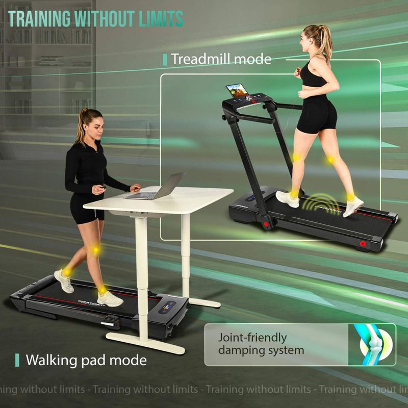 2-i-1 Tredemølle & Walking Pad 1-14 km/t – m. 8 Elektriske Stigningsnivåer