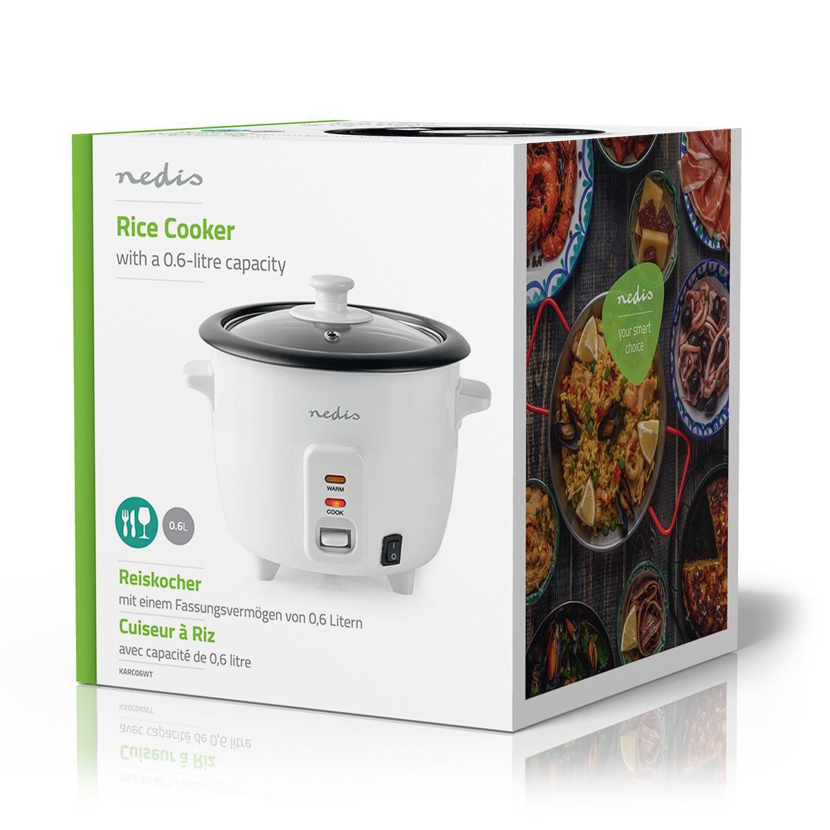 Riskoker - 0,6 L - 300 W - Non Stick - Avtagbar Bolle - Automatisk Avstengning