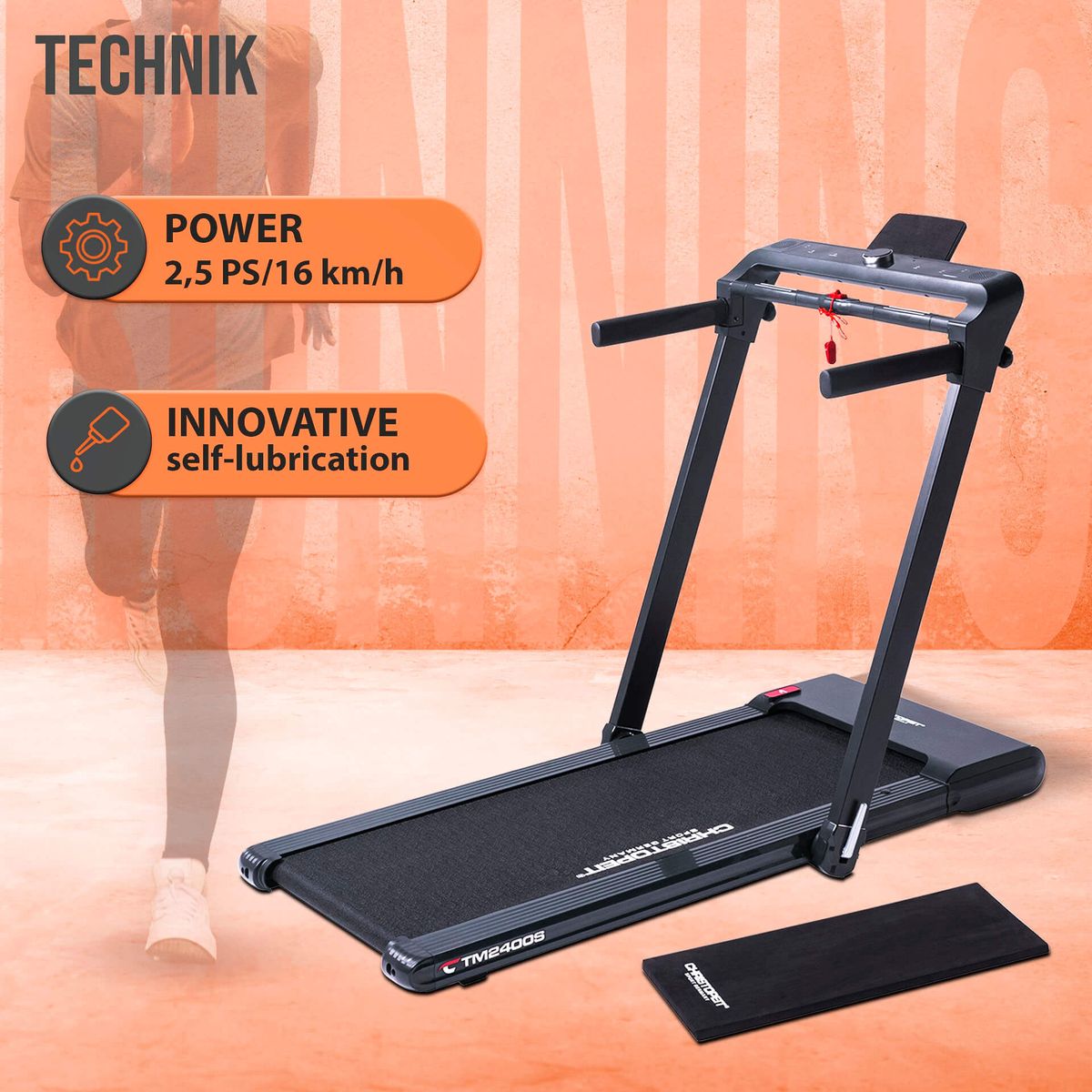 Tredemølle - 16Km/t - Praktisk sammenleggbar