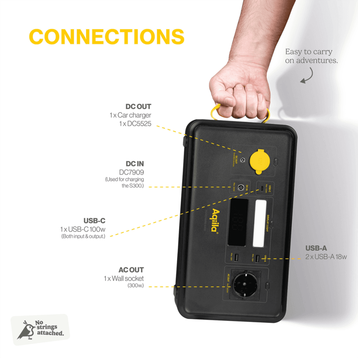 300W Power Station Batteribank Med Solcelleinngang - Aqiila
