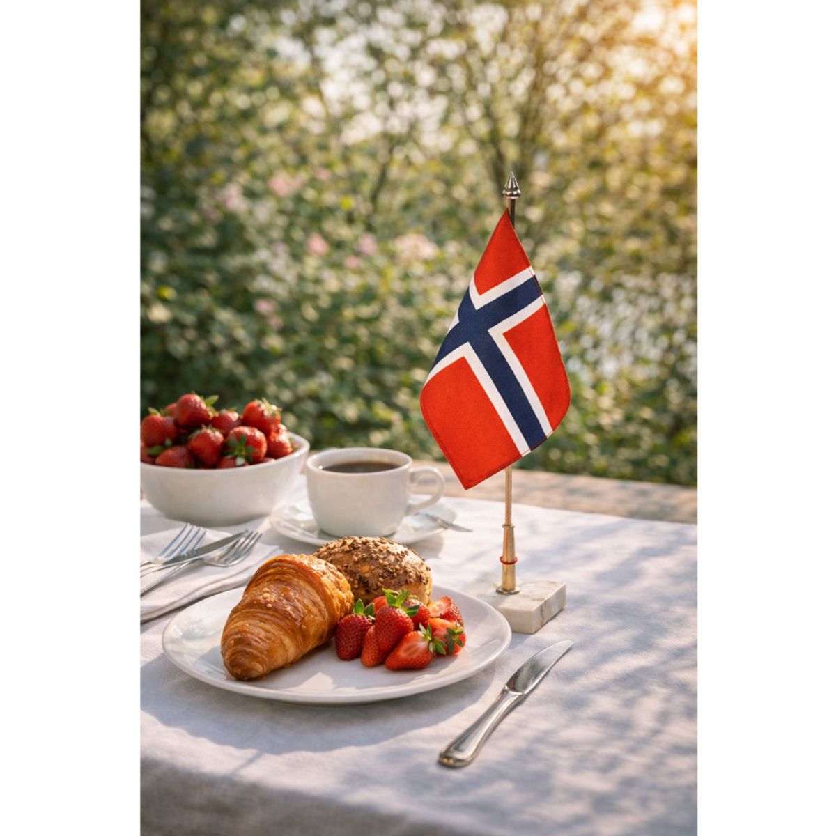 Bordflagg Med Marmorfot Høyde 40cm