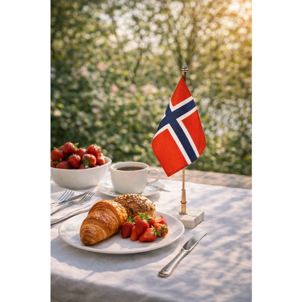 Hovedbilde Bordflagg Med Marmorfot Høyde 40cm