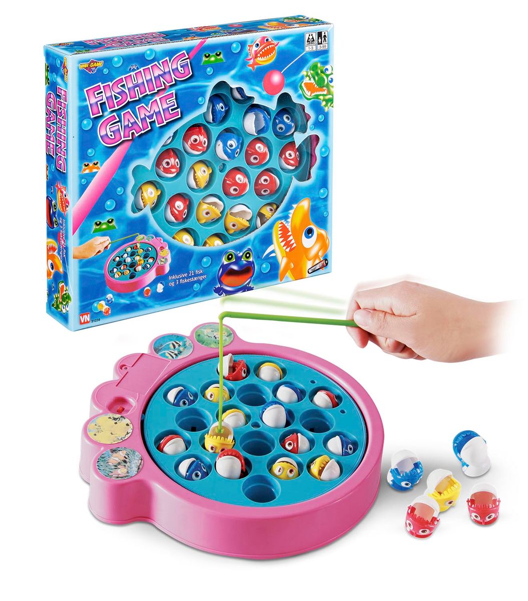 Fiskespill med Batteridrift for inntil 3 personer, men kan også spilles alene.