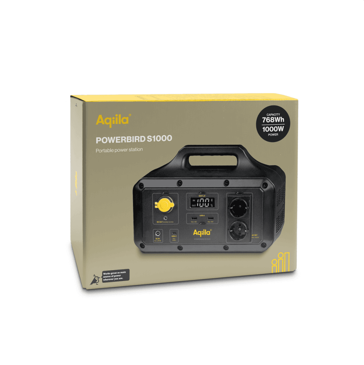 1000W Power Station Batteribank Med Solcelleinngang - Aqiila