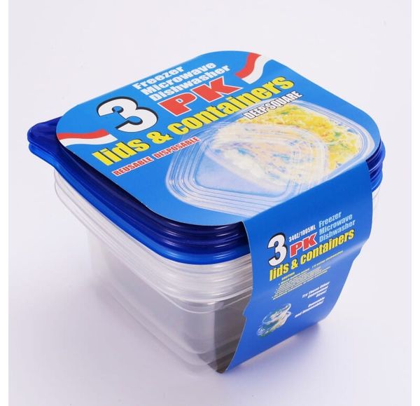 Hovedbilde Plastbokser med Lokk for Frysing 3 stk i pakke - ...