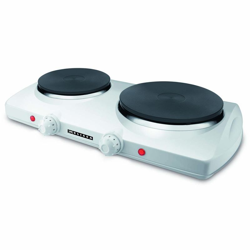 Kokeplate, Elektrisk Dobbeltkokeplate 2300 Watt - Ø18,5 og 15,5cm - Melissa