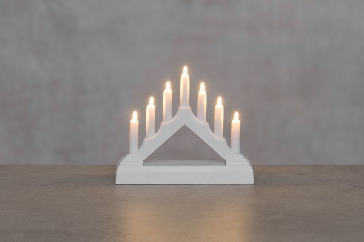 Adventsstake - 7 LED Lys - Batteridrevet, Hvit