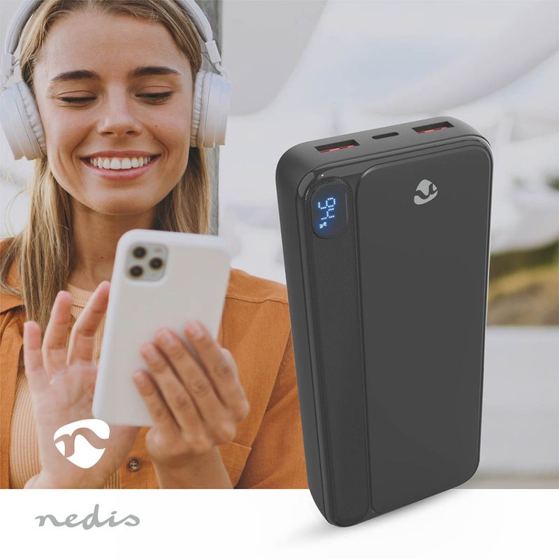 Power Bank 20000 mAh - 20 W - 1x USB-C™ og 2x USB-A uttak