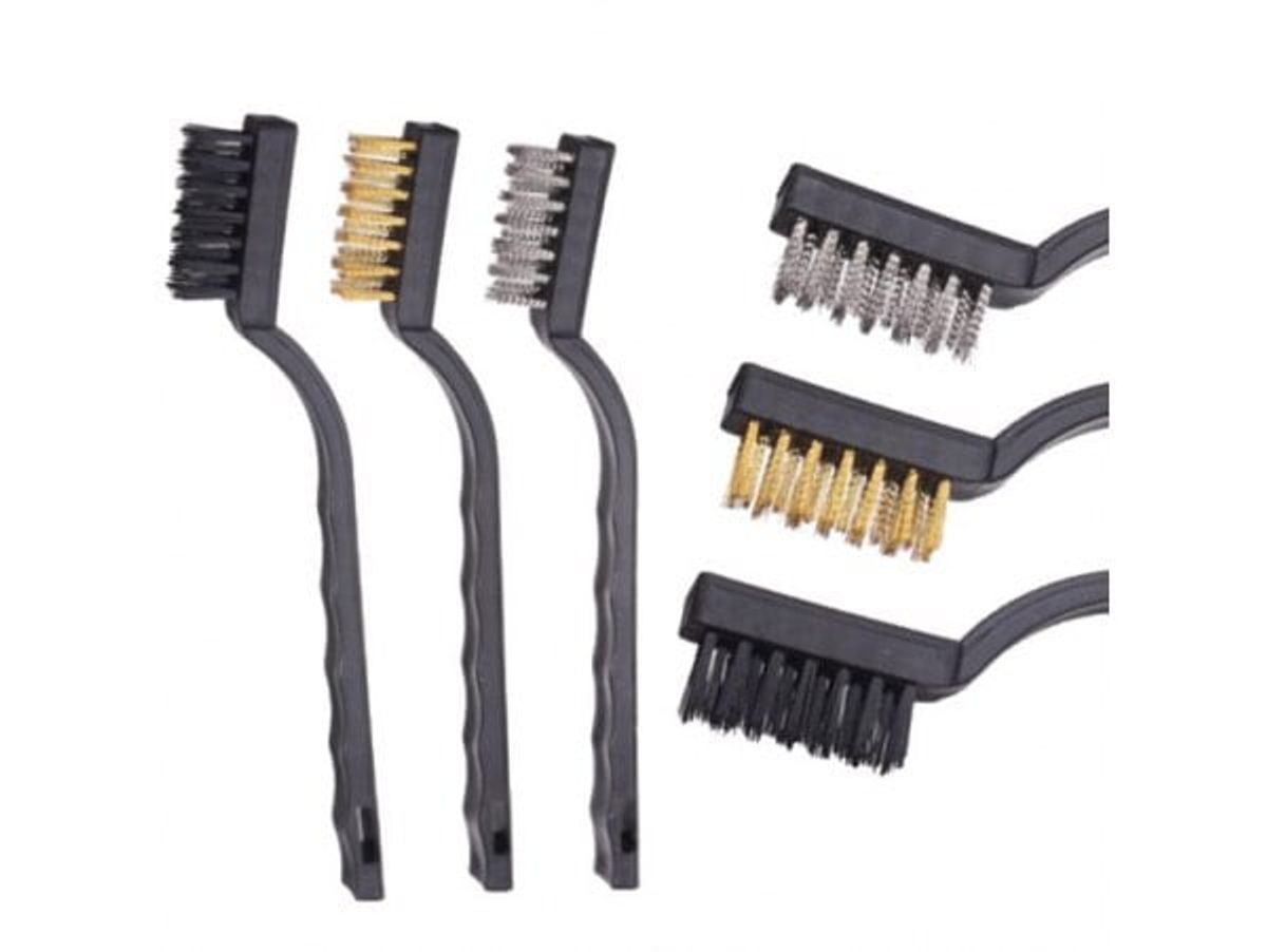Stålbørste sett 3 pk mini og plasthåndtak