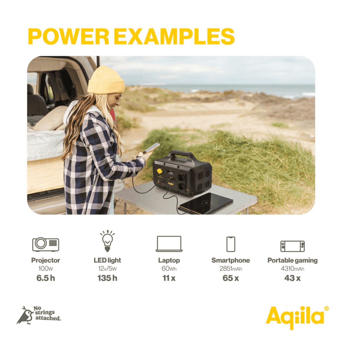 1000W Power Station Batteribank Med Solcelleinngang - Aqiila
