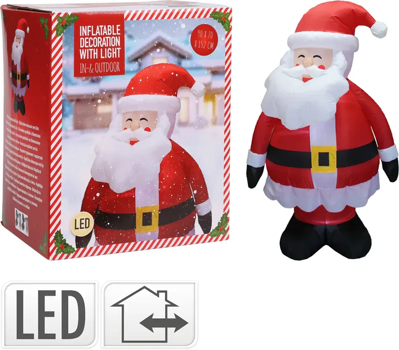 Gigantisk Oppblåsbar Nisse med Led-Lys - 150cm - KNALLPRIS!