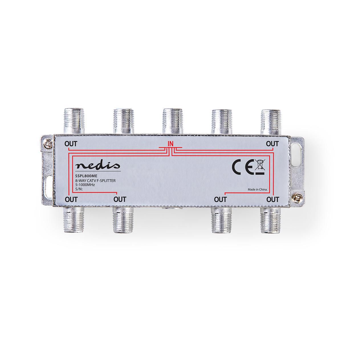 CATV Splitter - 8 Utganger - 5 - 1000MHz - Tilkoblingstap: 11.0 dB