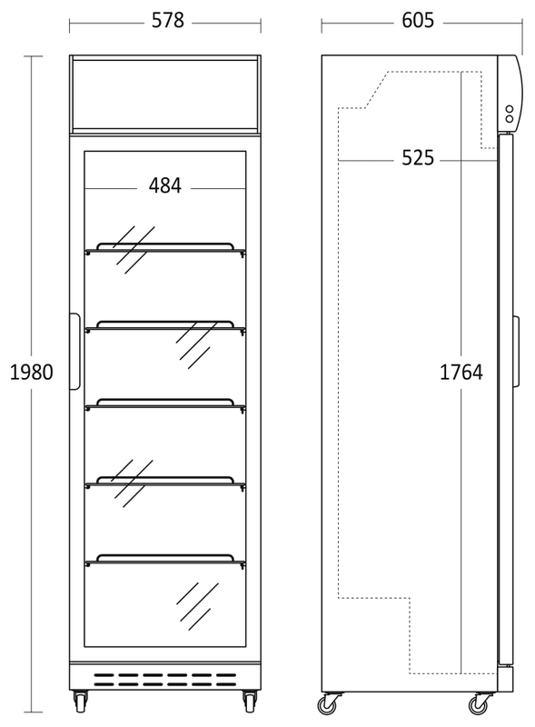 Scancool displaykjøleskap med glassdør SD 420 BE - 360 liter, svart 