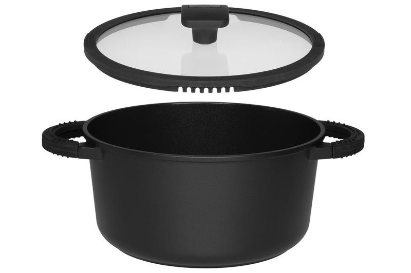 Gryte 24 cm Foodie 4,7 L – Støpt Aluminium med Keramisk Belegg og Glasslokk