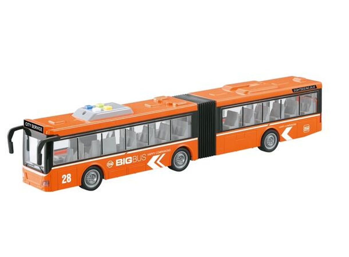 Lekebuss - Leddbus 44 cm - Realistisk Lyd & Lys - Pullback funksjon