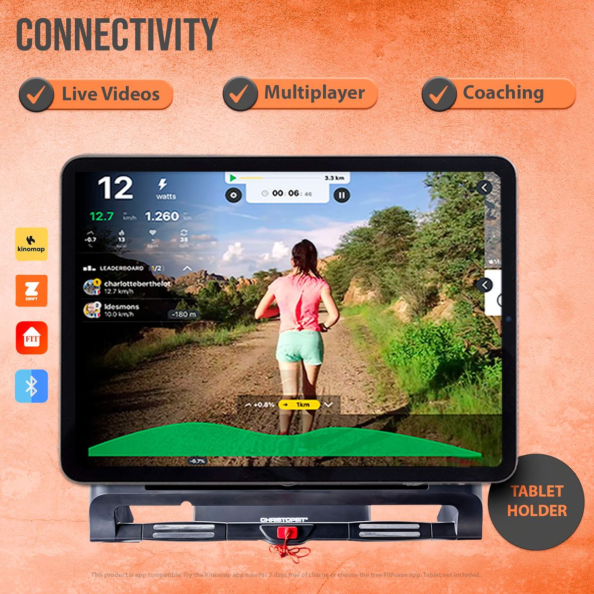 Tredemølle - 16Km/t - Praktisk sammenleggbar