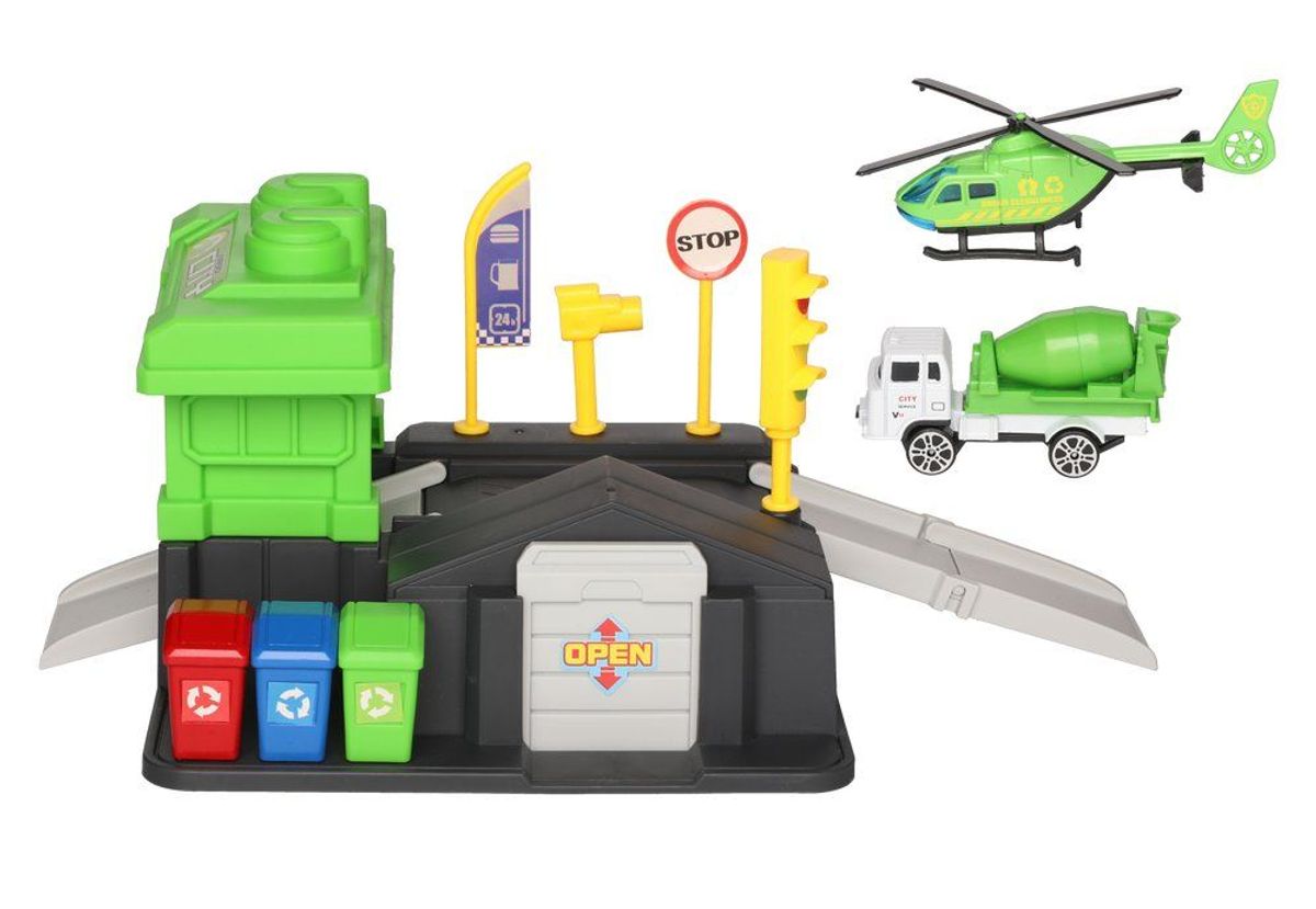 Parkeringshus med Helikopter, Biler og Lekematte - City Garage fra SixSix-Zero