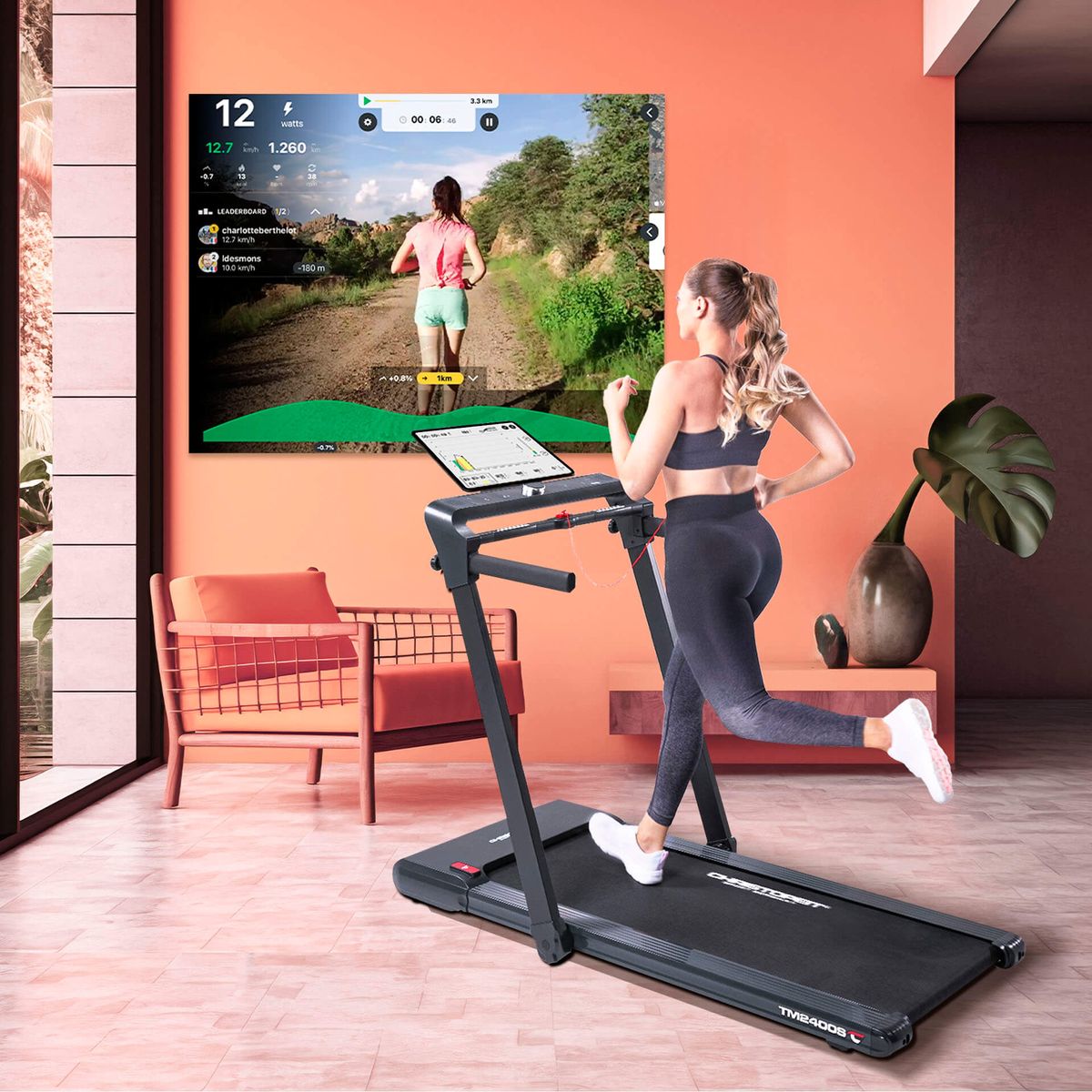 Tredemølle - 16Km/t - Praktisk sammenleggbar