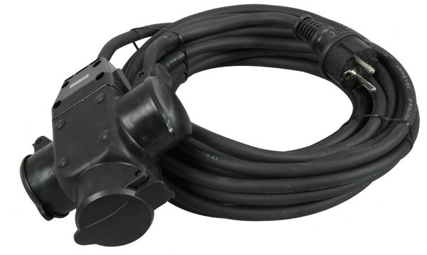 Hovedbilde Skjøtekabel 20 Meter med 3 stk Uttak Kontakter ...
