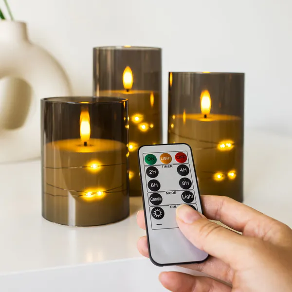 Hovedbilde Elektriske Kubbelys i Glass med Fjernbetjening 3 ...