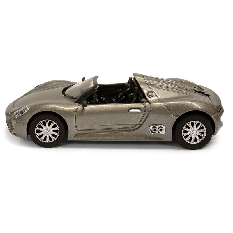 Lekebil Sølv Cabriolet Pullback - Musikk - Lys -  Modellbil i Metall - Sportsbil - 10 cm - 3+ alder